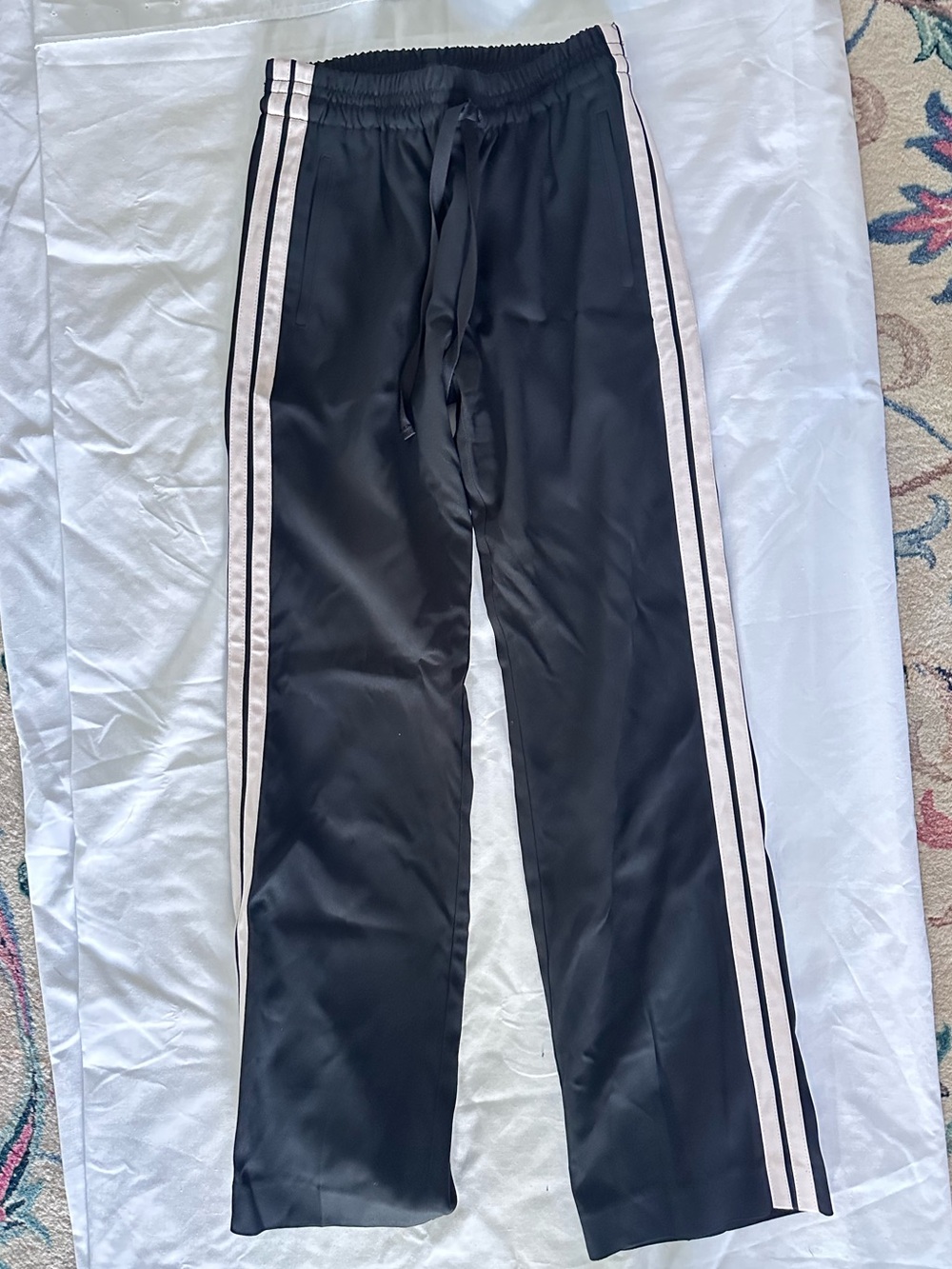 Zadig & Voltaire Girls Black Track Pants with Pink Side Stripes 34
